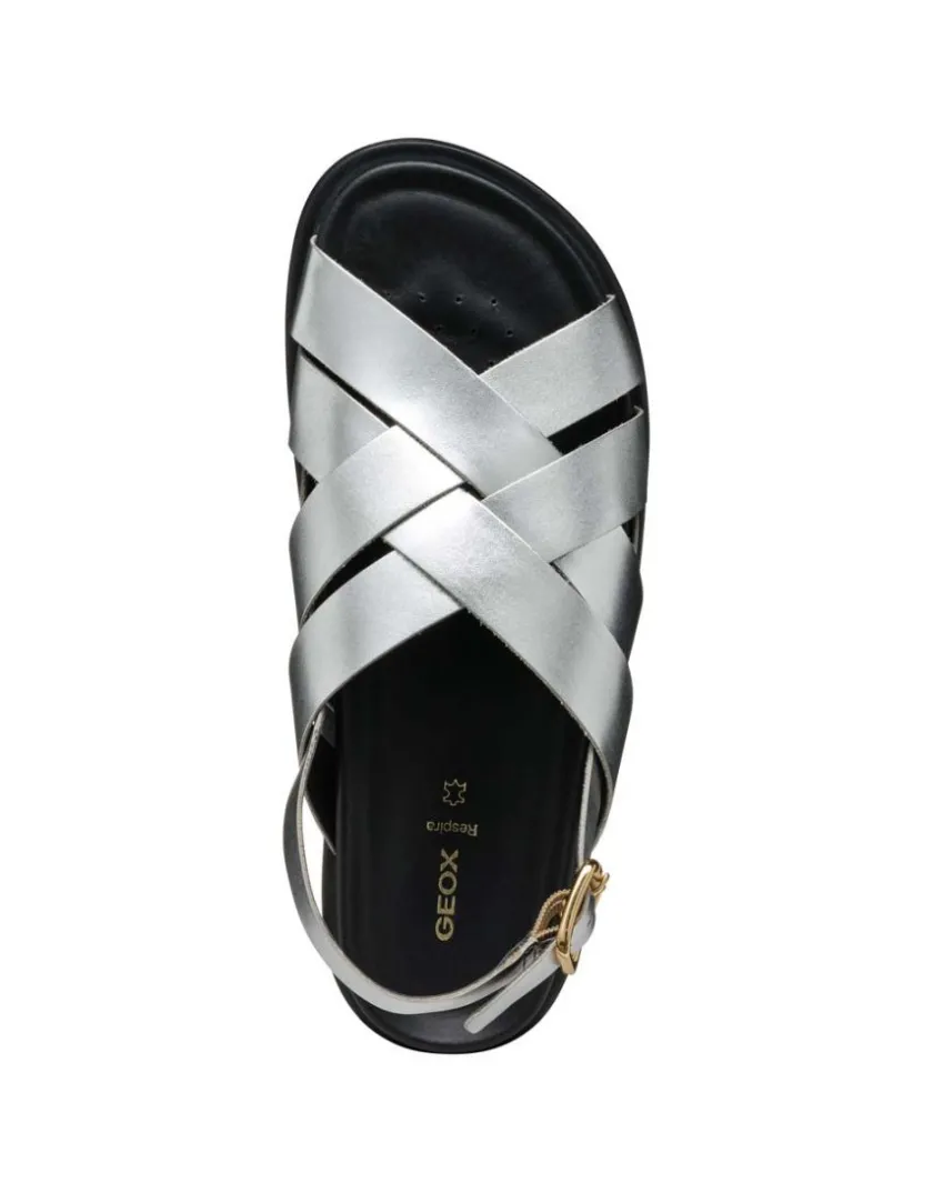 Clearance Sandale plate cuir argent GEOX Sandales