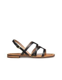 Outlet Sandale plate cuir noir GEOX Sandales