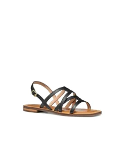 Outlet Sandale plate cuir noir GEOX Sandales