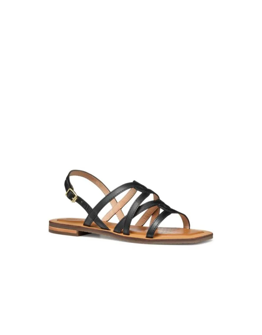 Outlet Sandale plate cuir noir GEOX Sandales