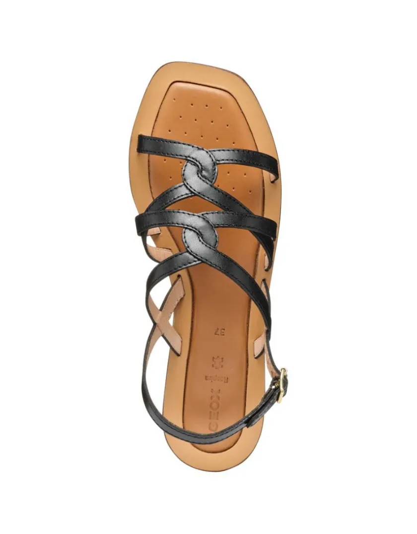Outlet Sandale plate cuir noir GEOX Sandales