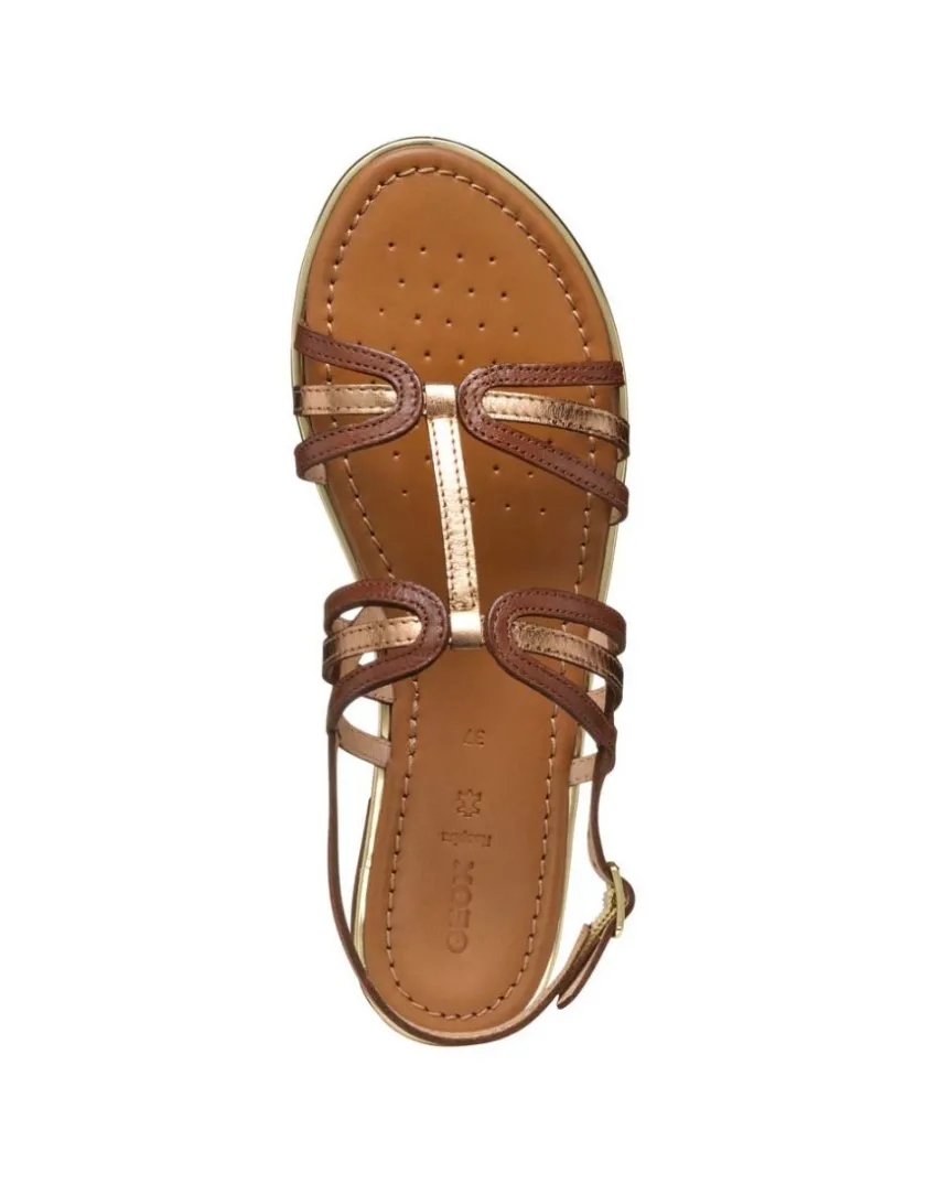 Clearance Sandale plate marron cuir GEOX Sandales