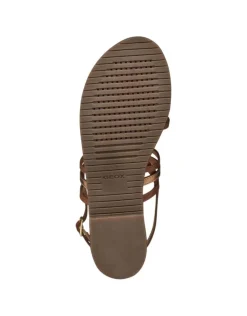 Clearance Sandale plate marron cuir GEOX Sandales