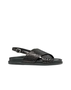 Online Sandales plates cuir noir GEOX Sandales
