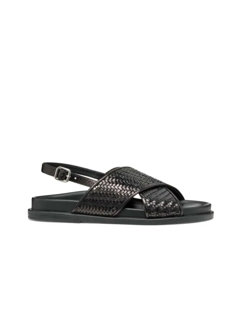 Online Sandales plates cuir noir GEOX Sandales