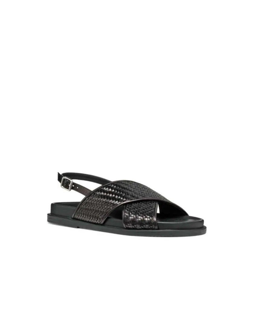 Online Sandales plates cuir noir GEOX Sandales