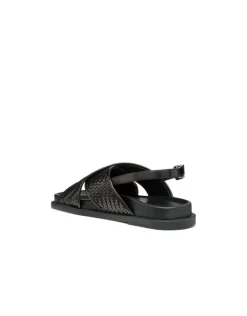 Online Sandales plates cuir noir GEOX Sandales