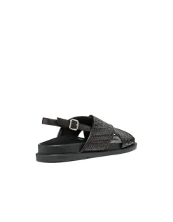 Online Sandales plates cuir noir GEOX Sandales
