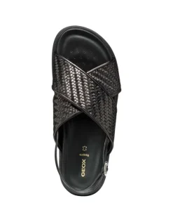 Online Sandales plates cuir noir GEOX Sandales