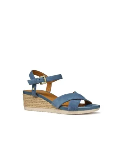 Hot Sandales talon cuir bleu GEOX Sandales