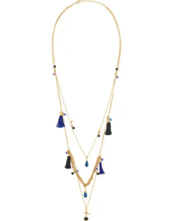 Online Sautoir à pompons bleus Accessoires