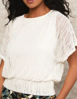 Discount Top blousant coton blanc Chemisiers & Blouses|Hauts