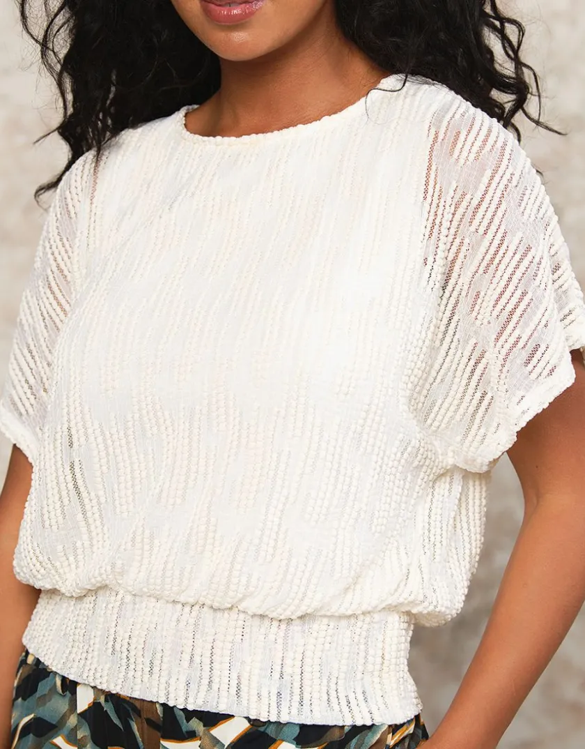 Discount Top blousant coton blanc Chemisiers & Blouses|Hauts