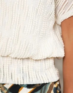 Discount Top blousant coton blanc Chemisiers & Blouses|Hauts