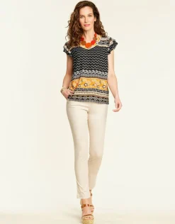Fashion Top chic ocre imprimé Chemisiers & Blouses|Hauts
