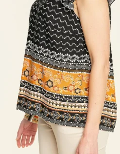 Fashion Top chic ocre imprimé Chemisiers & Blouses|Hauts