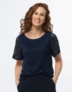 Online Top dentelle chic marine Chemisiers & Blouses|Hauts