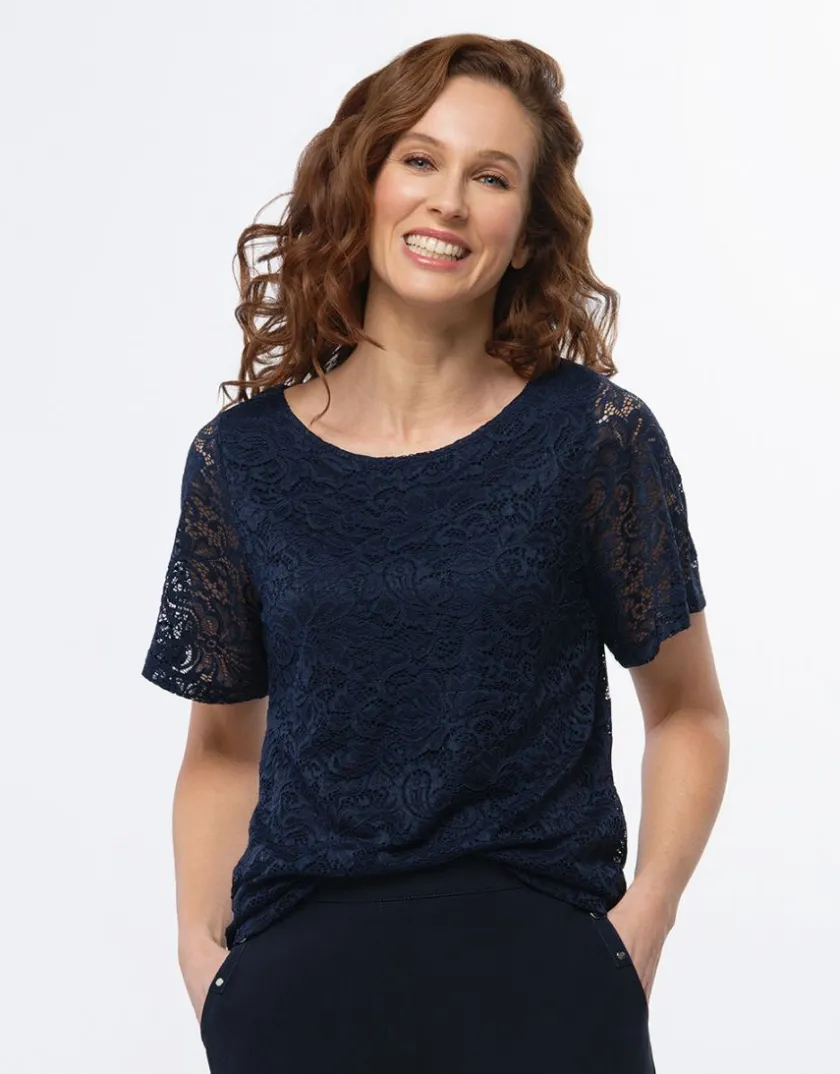 Online Top dentelle chic marine Chemisiers & Blouses|Hauts