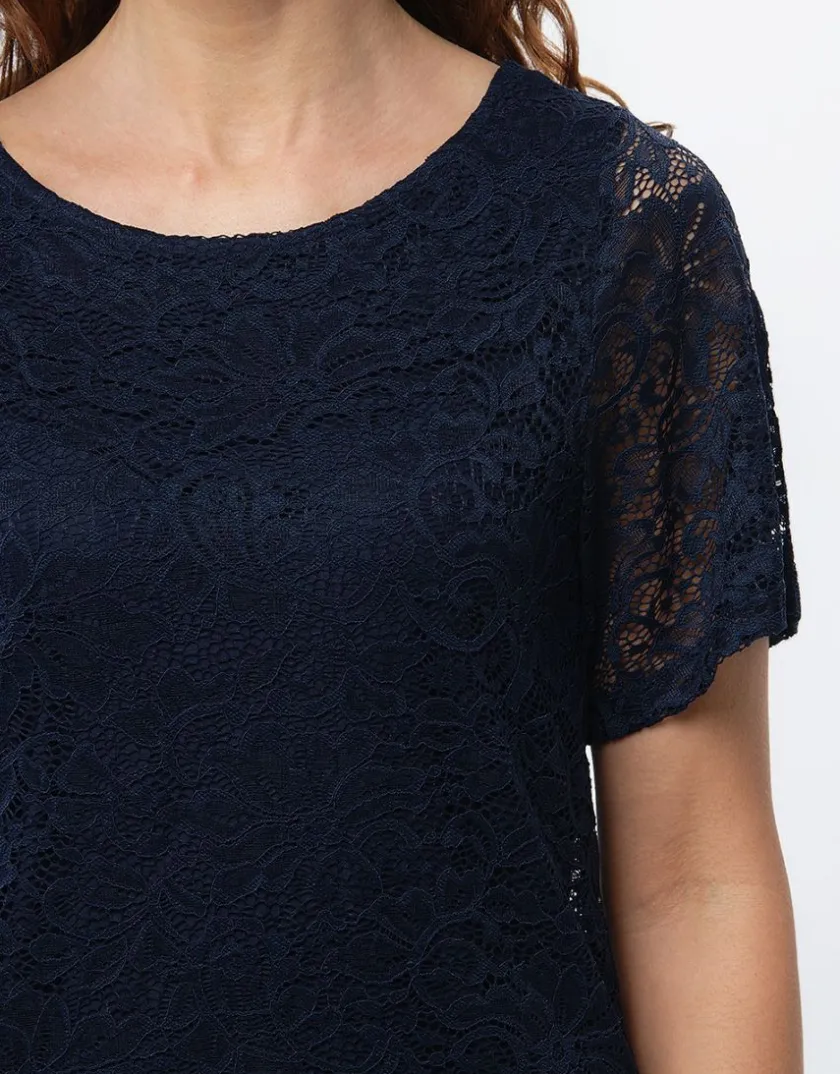Online Top dentelle chic marine Chemisiers & Blouses|Hauts