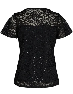 Hot Top dentelle noire T-shirts|Hauts