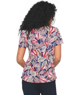 New Top feuillages col V T-shirts|Hauts
