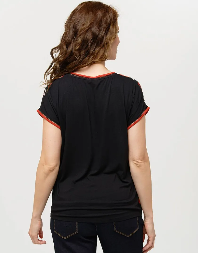 Best Top fluide motifs oranges T-shirts|Hauts