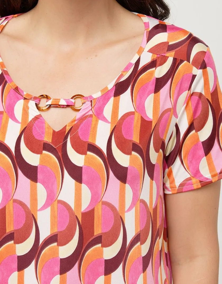Fashion Top imprimé 70 rouge T-shirts|Hauts