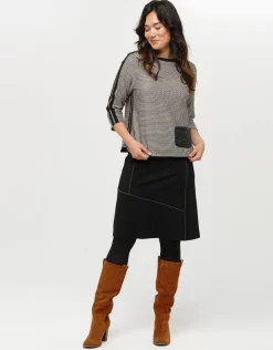Fashion Top maille ample noir T-shirts|Hauts
