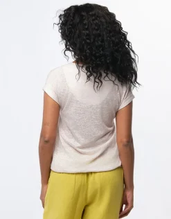 New T-shirt beige motif T-shirts|Hauts