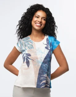 Clearance T-shirt beige motif T-shirts|Hauts