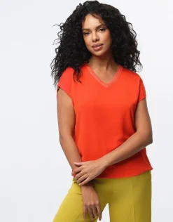 New T-shirt bi-matière orange T-shirts|Hauts