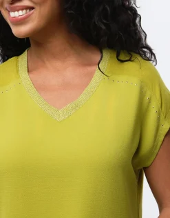 Outlet T-shirt bi-matière vert T-shirts|Hauts