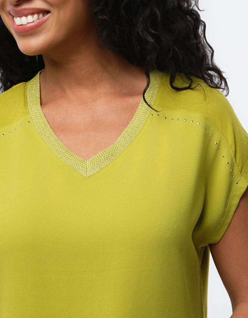 Outlet T-shirt bi-matière vert T-shirts|Hauts