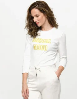 Discount T-shirt blanc coton modal T-shirts|Hauts