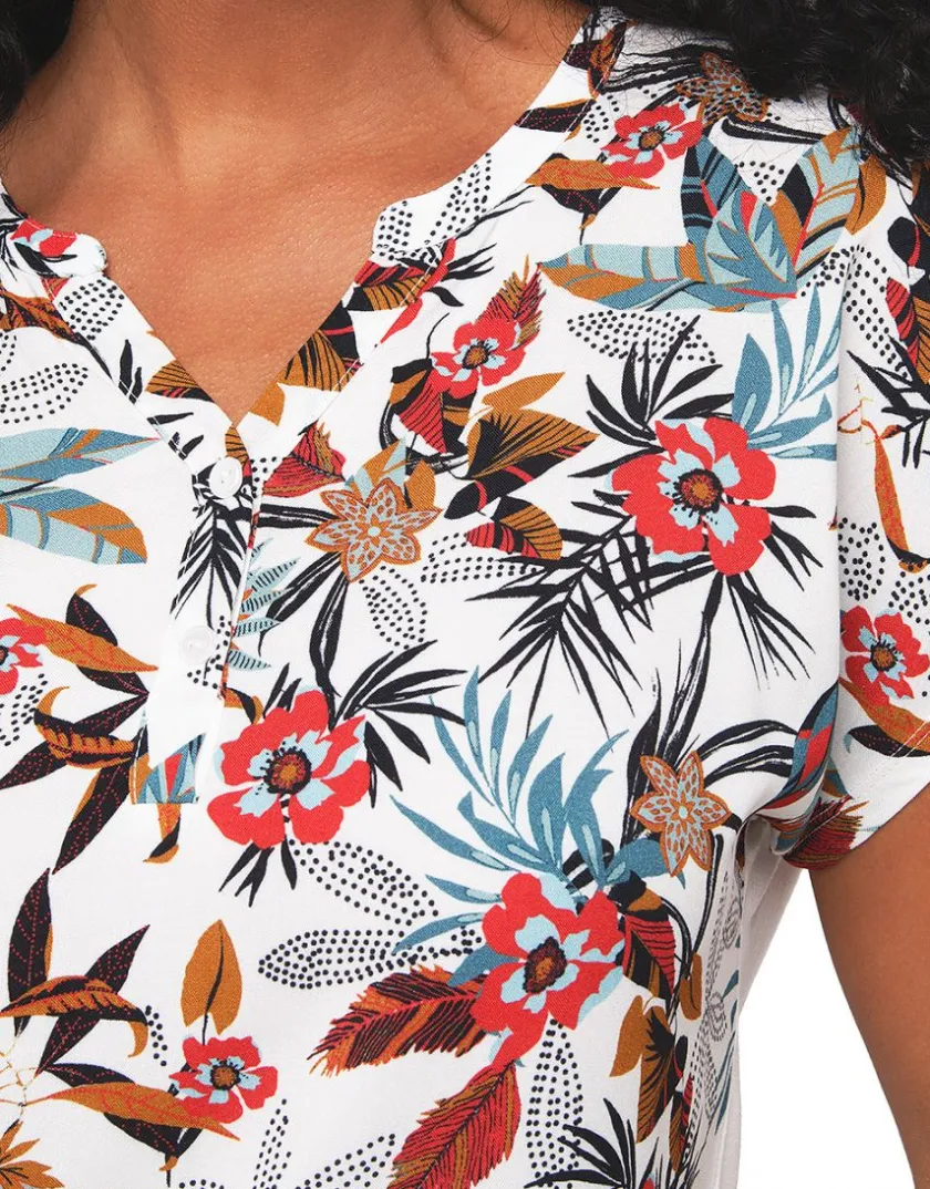 Discount T-shirt blanc fleuri T-shirts|Hauts