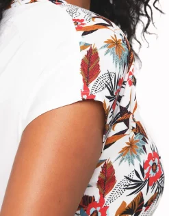 Discount T-shirt blanc fleuri T-shirts|Hauts