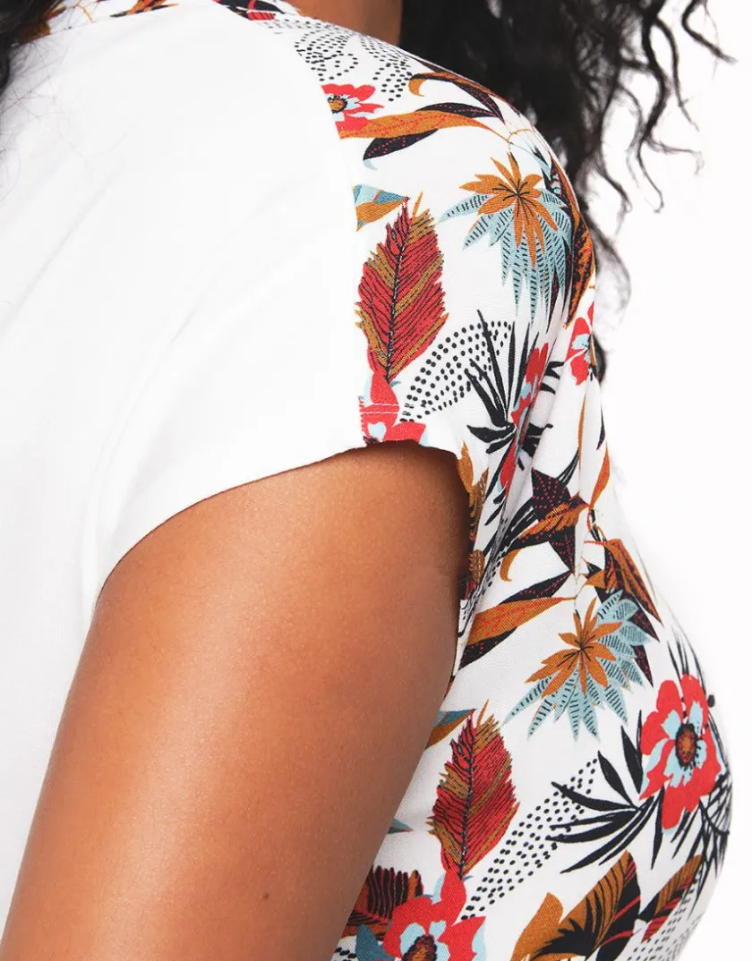 Discount T-shirt blanc fleuri T-shirts|Hauts
