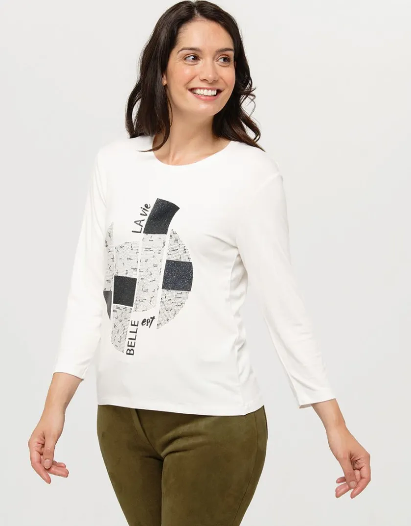 Online T-shirt blanc imprimé T-shirts|Hauts