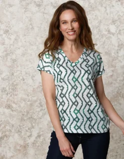Hot T-shirt blanc motif vert T-shirts|Hauts