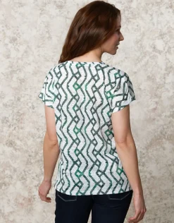 Hot T-shirt blanc motif vert T-shirts|Hauts