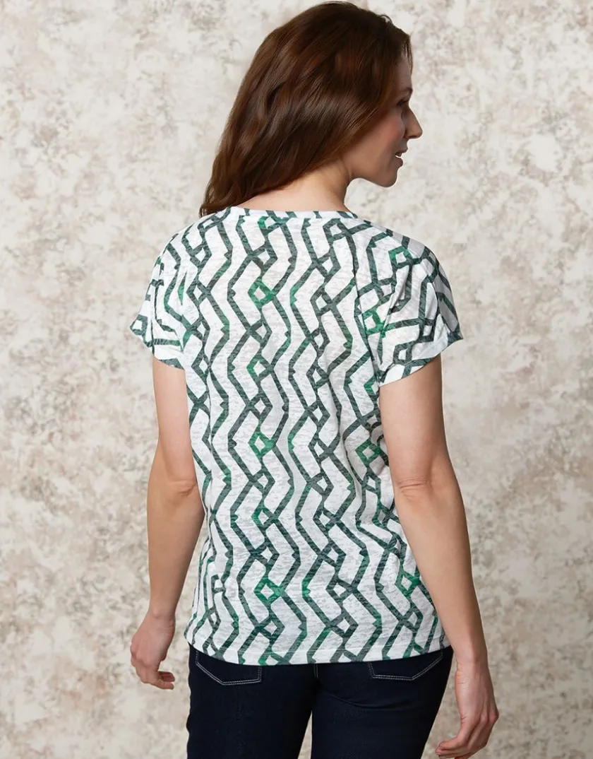 Hot T-shirt blanc motif vert T-shirts|Hauts