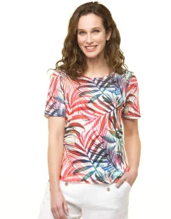 New T-shirt blanc palmiers T-shirts|Hauts