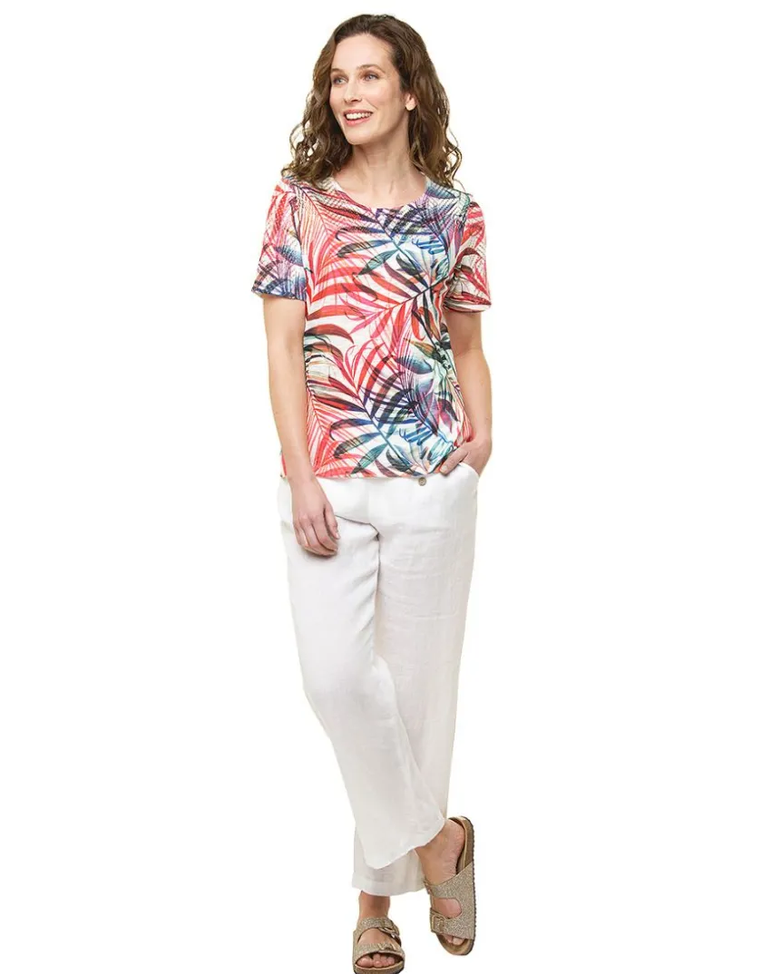 New T-shirt blanc palmiers T-shirts|Hauts