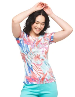 Fashion T-shirt bleu imprimé T-shirts|Hauts