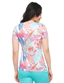 Fashion T-shirt bleu imprimé T-shirts|Hauts