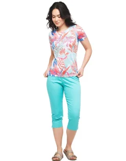 Fashion T-shirt bleu imprimé T-shirts|Hauts