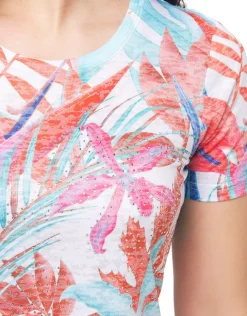 Fashion T-shirt bleu imprimé T-shirts|Hauts