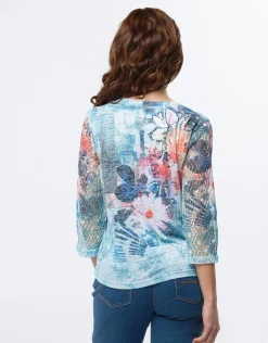 Discount T-shirt bleu imprimé T-shirts|Hauts