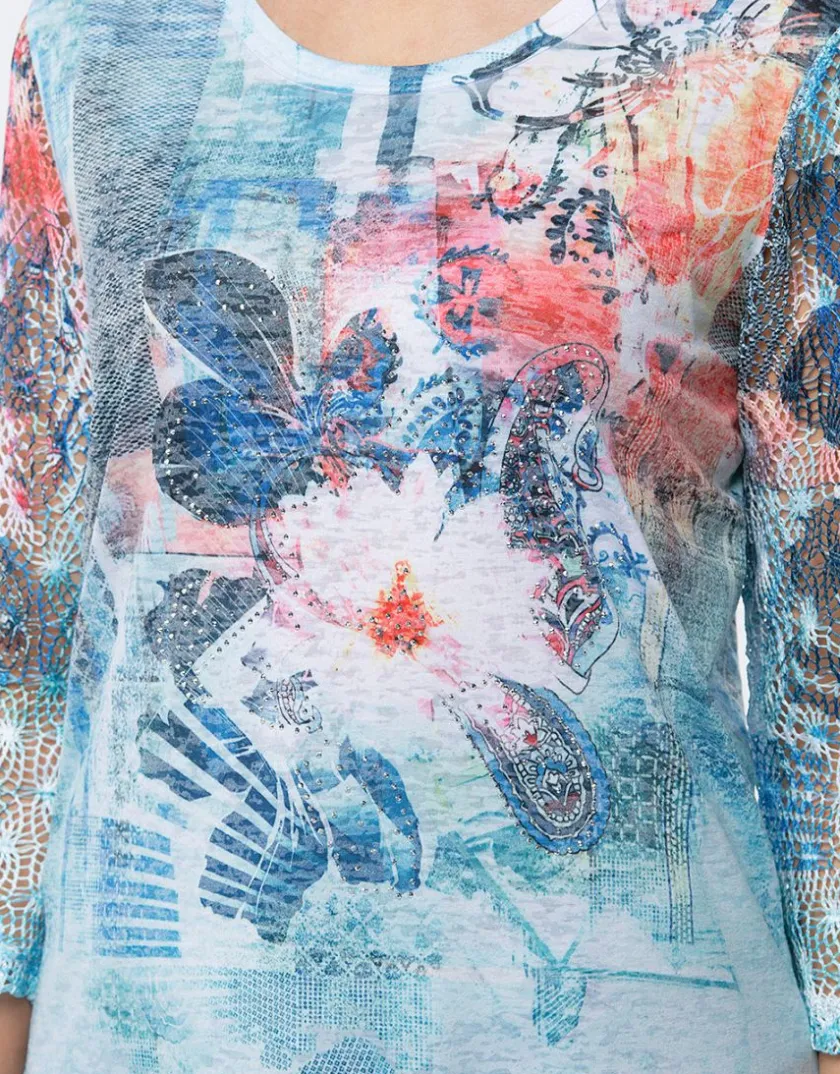 Discount T-shirt bleu imprimé T-shirts|Hauts
