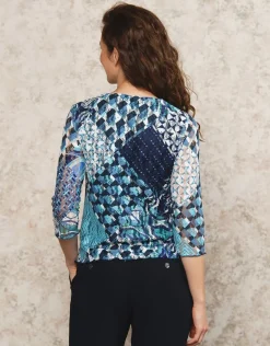Clearance T-shirt bleu imprimé T-shirts|Hauts